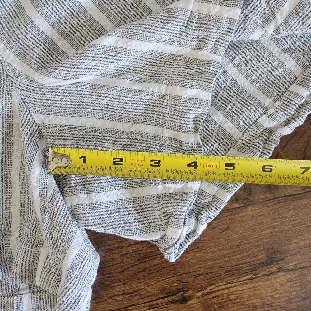 Linen Blend Boho Shorts Women XXL Preppy Coastal Nautical Black Pinstripe Briggs - Picture 6 of 11